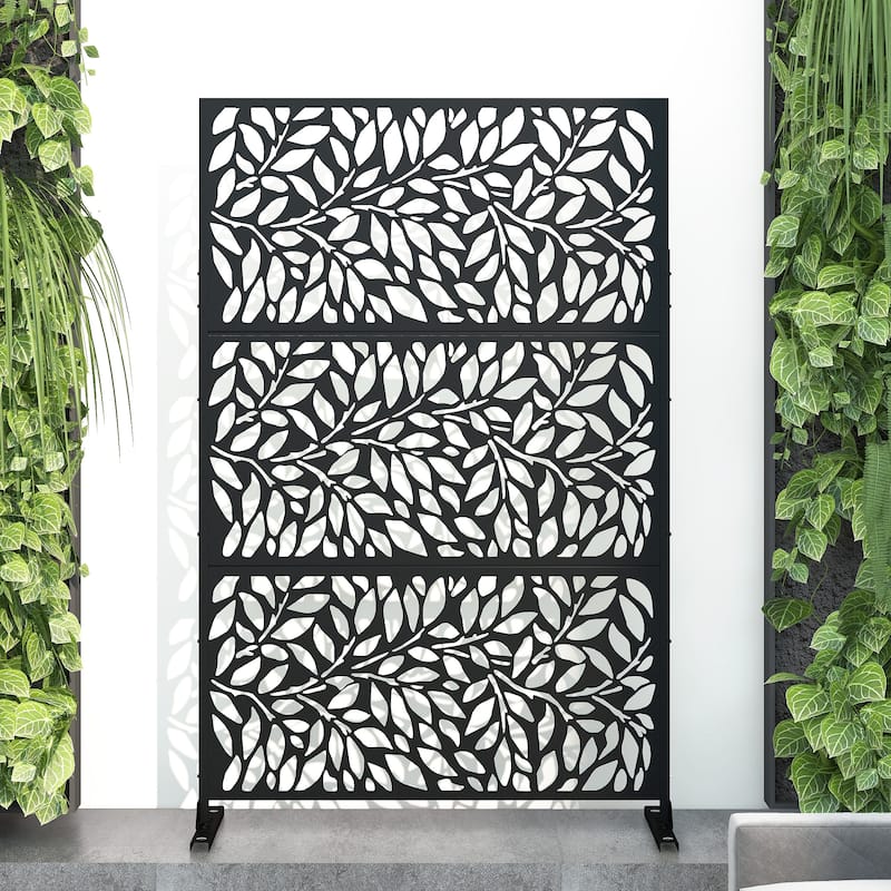 Lirago Metal Privacy Screen Wall Decoration Free Standing-6.3 ft. H X 4 ft. W