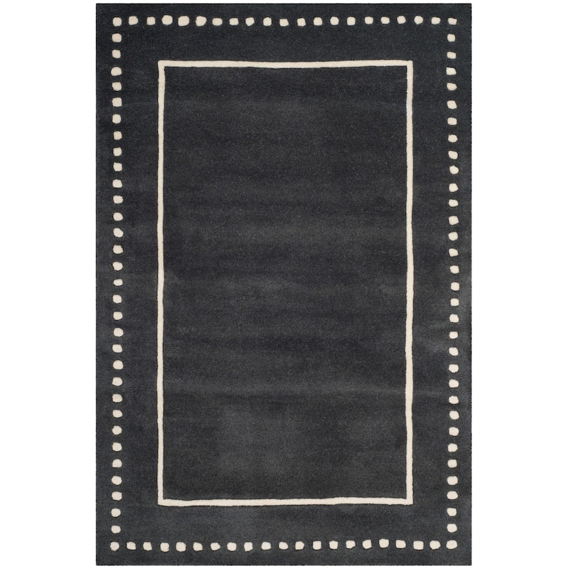 SAFAVIEH Handmade Bella Alverta Dotted Border Wool Rug - 3' x 5' - Dark Grey/Ivory