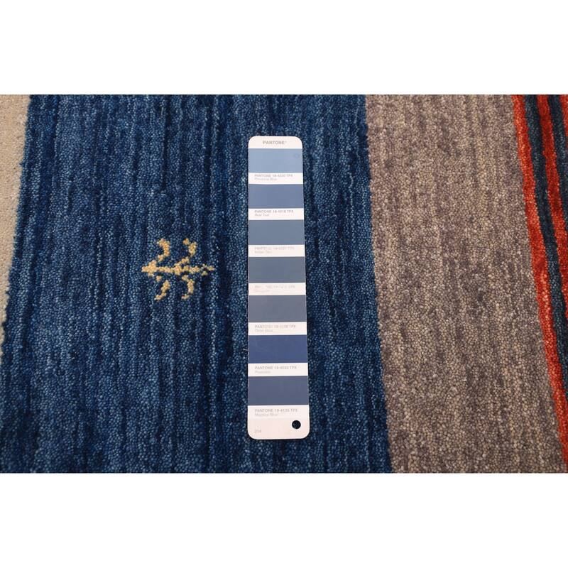 ECARPETGALLERY Hand Loomed Kashkuli Gabbeh Dark Blue Wool Rug - 6'10 x 9'9