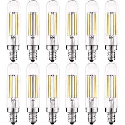 Luxrite Vintage E12 LED Bulb T6.5 3500K Natural White 500LM Dimmable 5W Edison Filament Tubular Light Bulb UL 12 Pack