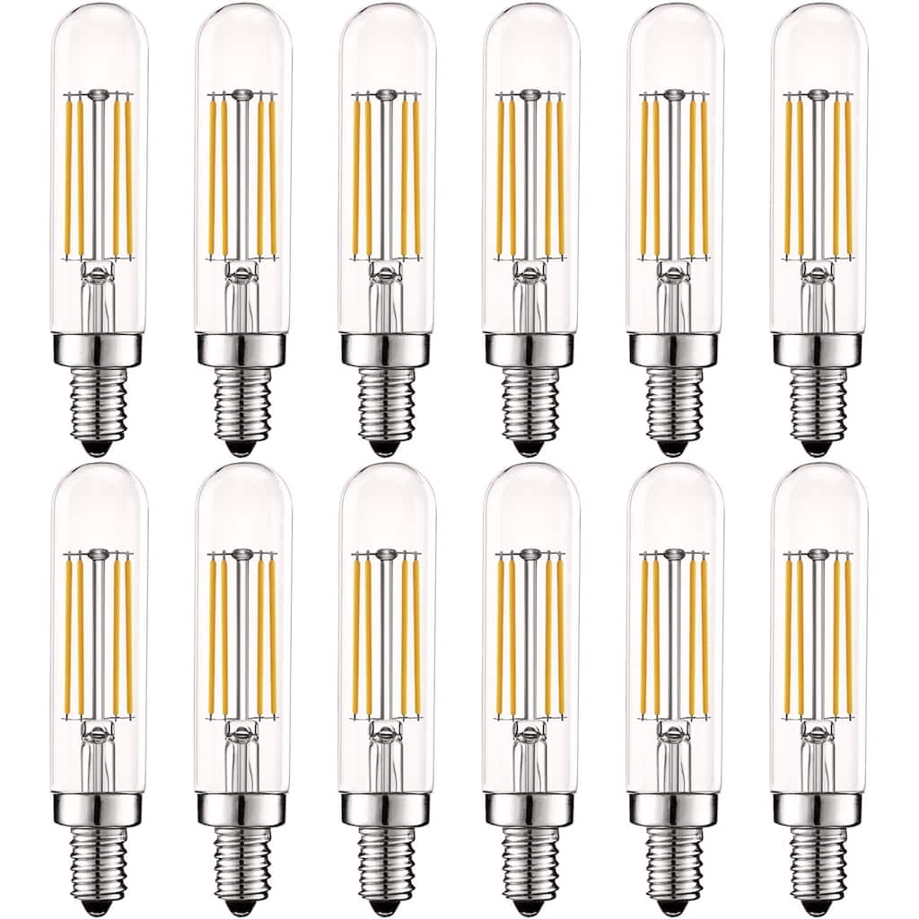 Luxrite Vintage E12 LED Bulb T6.5 3500K Natural White 500LM Dimmable 5W Edison Filament Tubular Light Bulb UL 12 Pack
