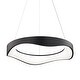 preview thumbnail 1 of 9, Vaxcel Lighting H0310 Bowen 21" Wide LED Abstract Ring Chandelier Textured Black