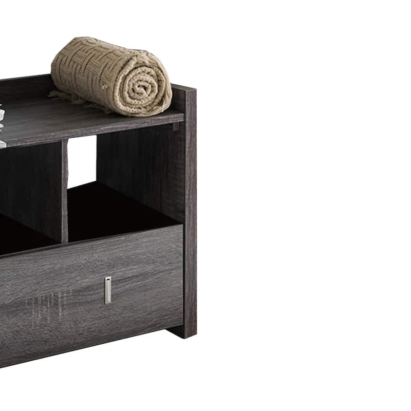 Wooden Storage Shoe Rack Bench With 3 Shelves and Raised Top, Distressed Gray