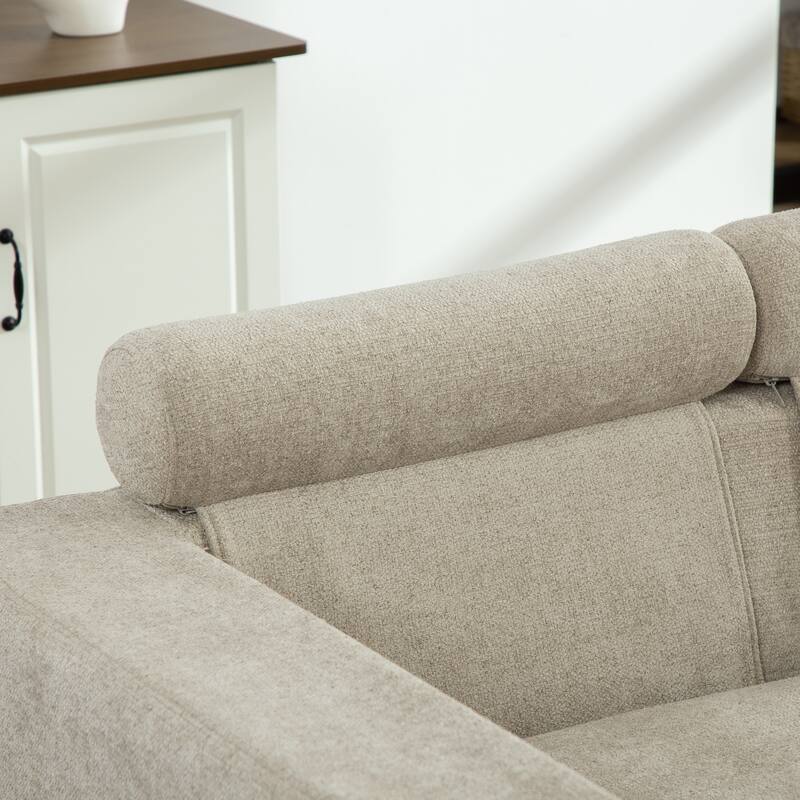 56.3"W Modern Chenille linen Loveseat Sofa,Sofa Bed with Pillows&Metal Legs