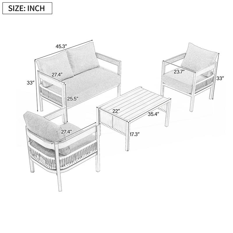 Multi-person Outdoor Iron Sofa Set with A table