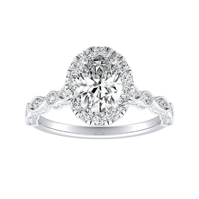 Auriya 14k Gold Vintage Oval-cut 5/8ctw Halo Diamond Engagement Ring