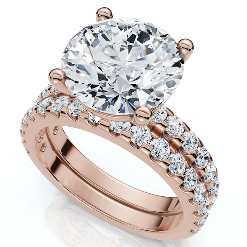 Bliss Diamond Certified 3 1/2Ct Diamond Engagement Matching Wedding Rings Gold Lab Grown - 5 - Rose
