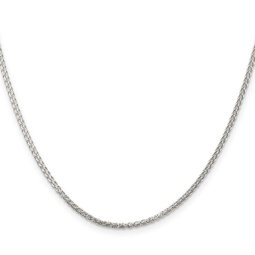 Curata 925 Sterling Silver 1.75mm Round Spiga Chain Necklace