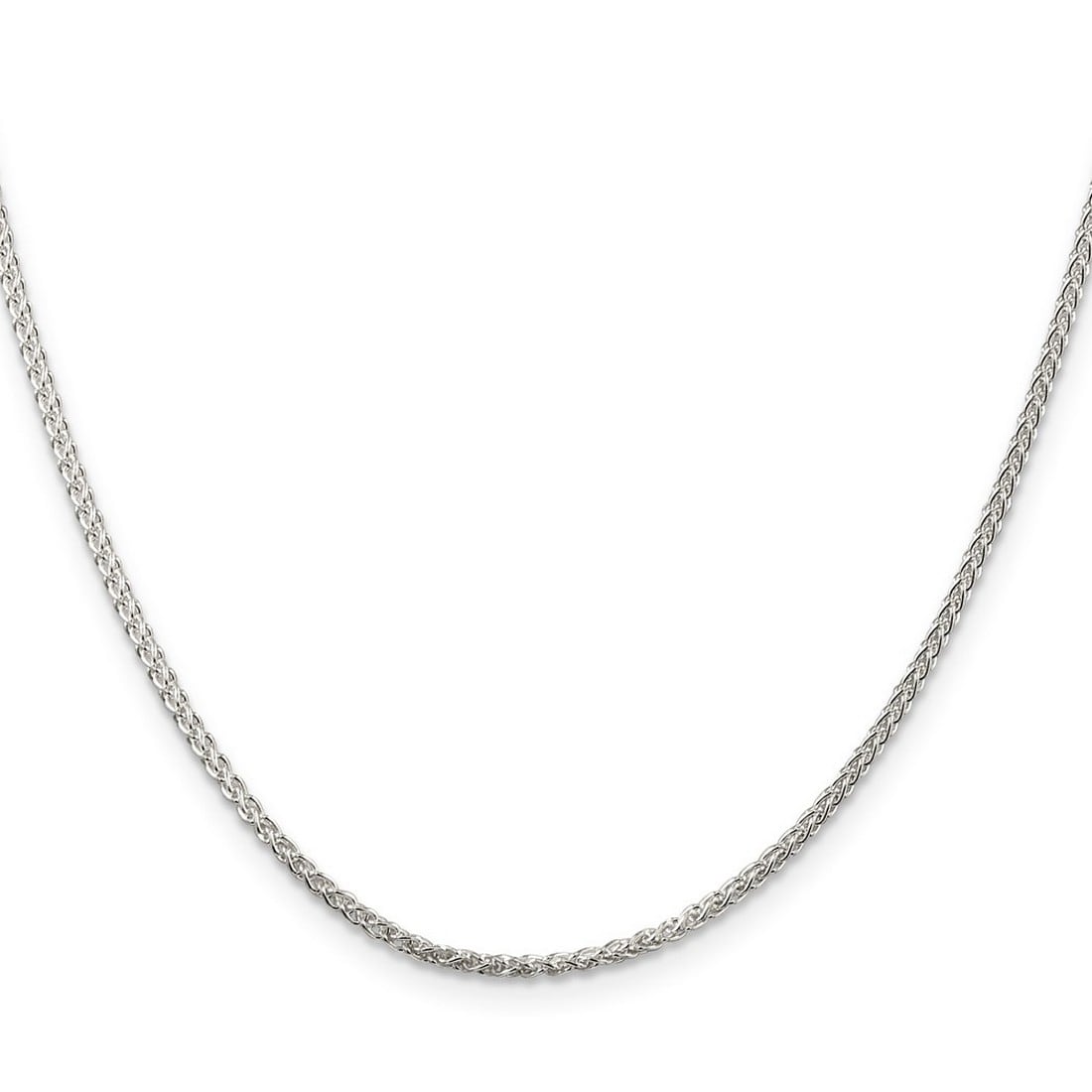 Curata 925 Sterling Silver 1.75mm Round Spiga Chain Necklace