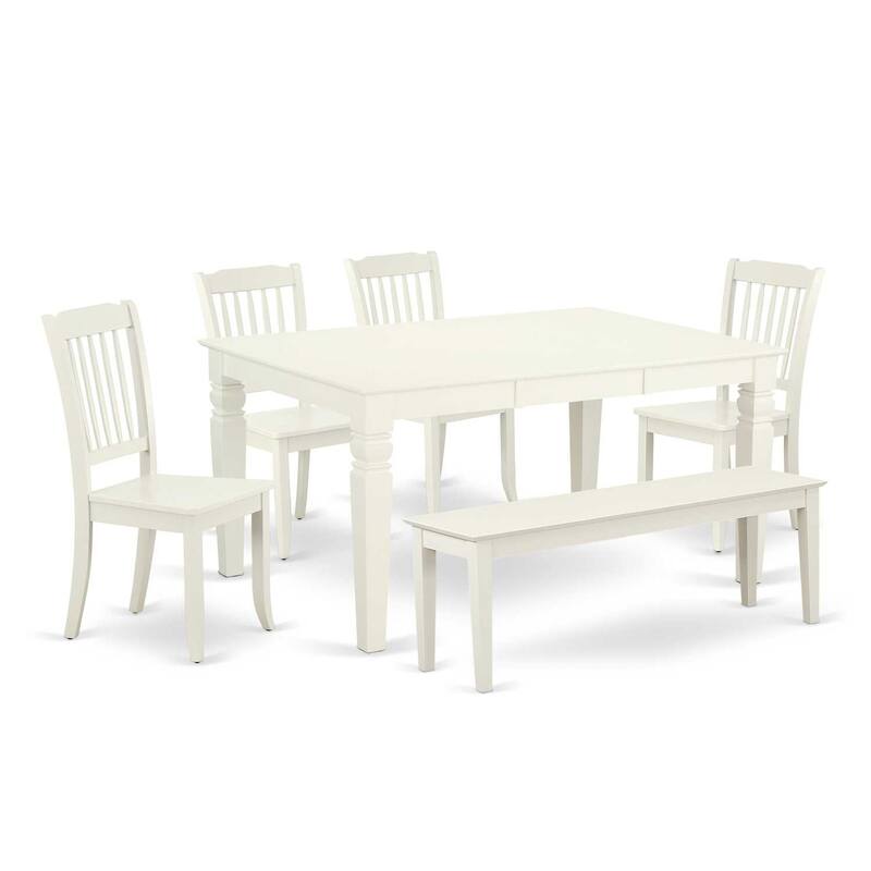Rectangular Dining Set - 6 Person Table with Chairs & Bench - 42/60 Inch Island Style