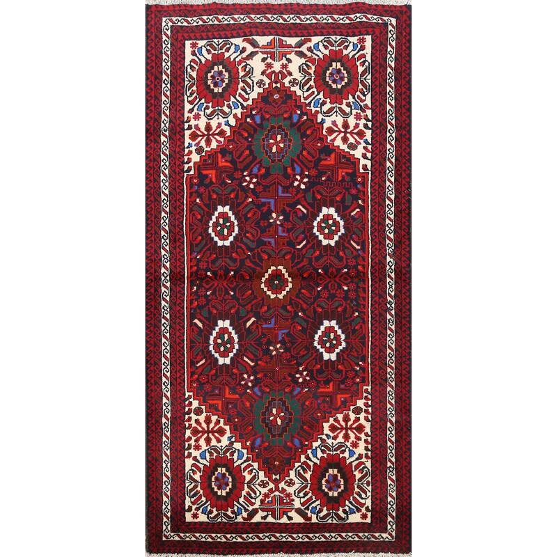 Geometric Balouch Persian Staircase Runner Rug Handmade Wool Carpet - 3'3" x 6'7"