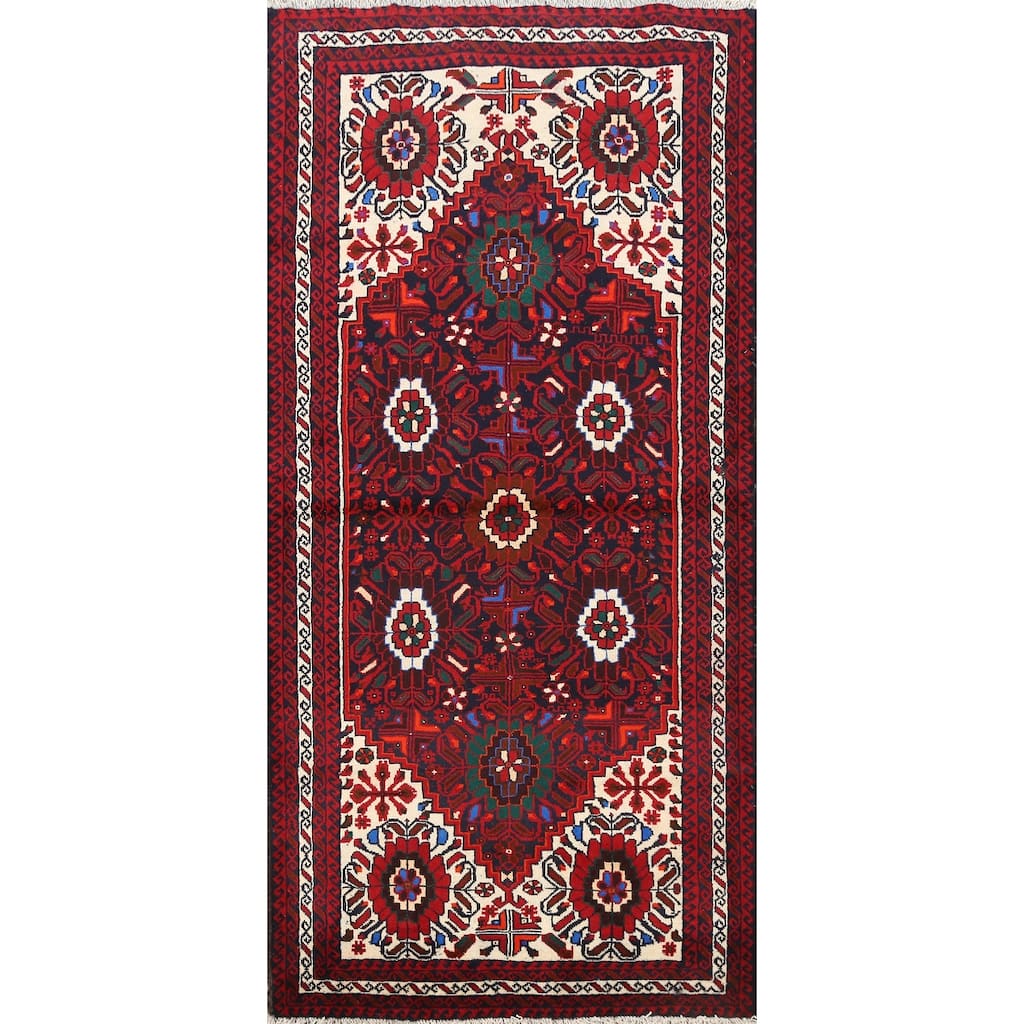 Geometric Balouch Persian Staircase Runner Rug Handmade Wool Carpet - 3'3" x 6'7"
