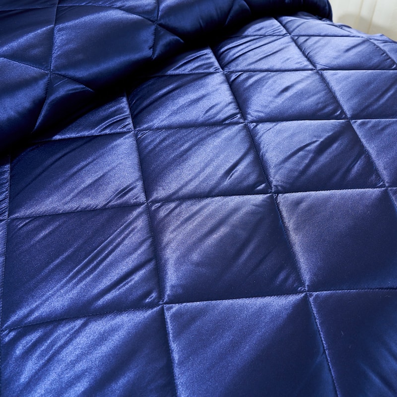 8 Piece Satin Silky Comforter Set Quilted Bedding Sets