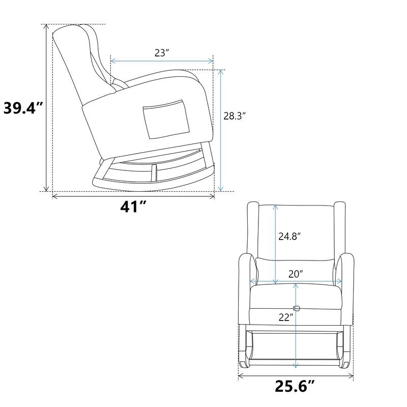 High back Upholstered Accent Rocking Chair Nursery Chair With Retractable Footrest