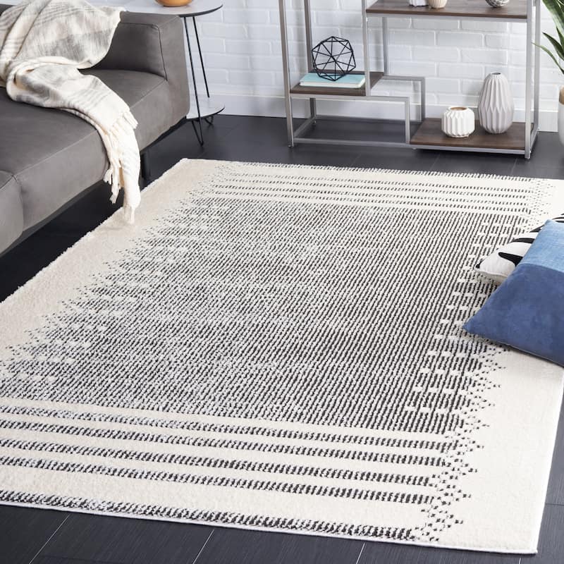 SAFAVIEH Melody Earlene Scandinavian Rug - 6'7" Square - Ivory/Black