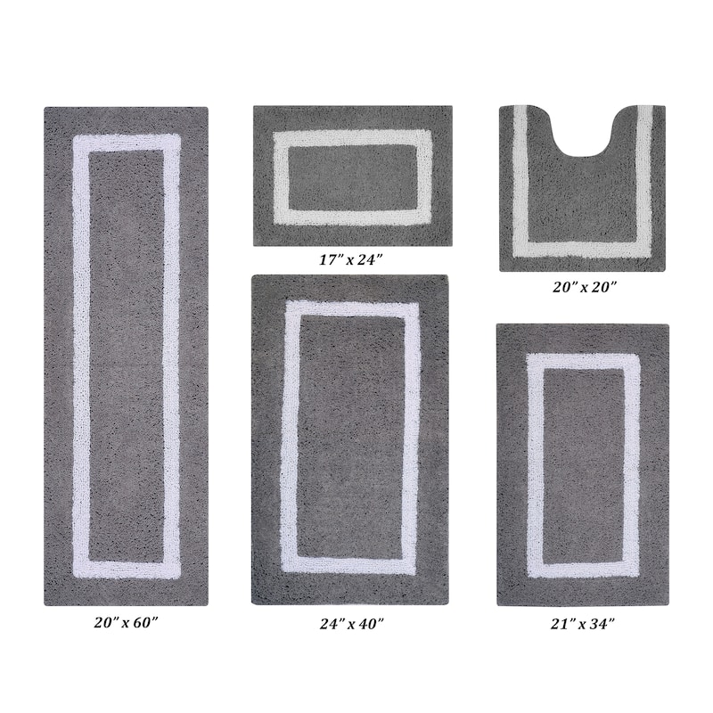 Better Trends Hotel Collection in Race Track 100% Cotton Super Absorbent Reversible Double Sided Machine Washable Bath Mat Rug