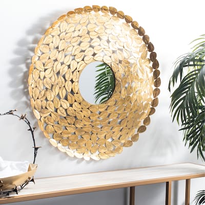 SAFAVIEH Bliss Gold 31-inch Round Decorative Mirror - 30.5" x 30.5" x 1"