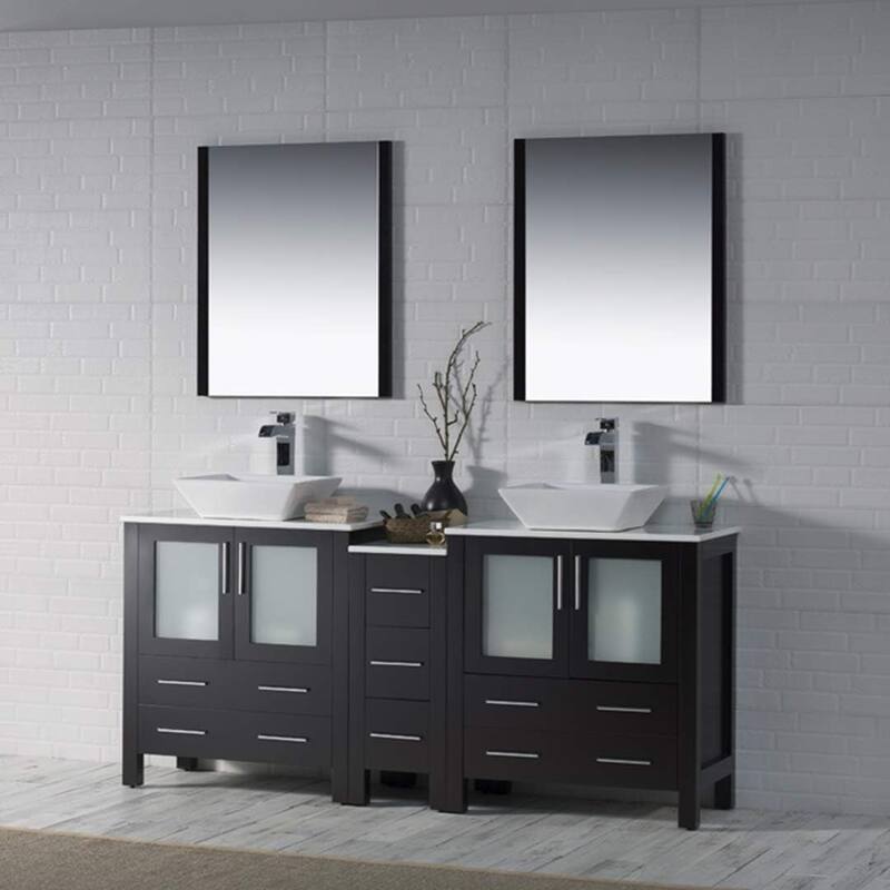 Blossom Sydney 72 Inch Double Sink Vanity with Side Cabinet & Mirrors