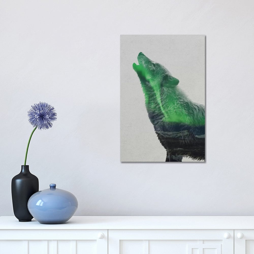 iCanvas "Howling Wolf" by Andreas Lie Canvas Print
