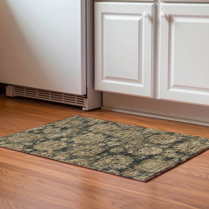 Premium Washable Super Soft Vintage Traditional Mayfield Rug - Charcoal - 1' 8" x 2' 6" - Rectangle