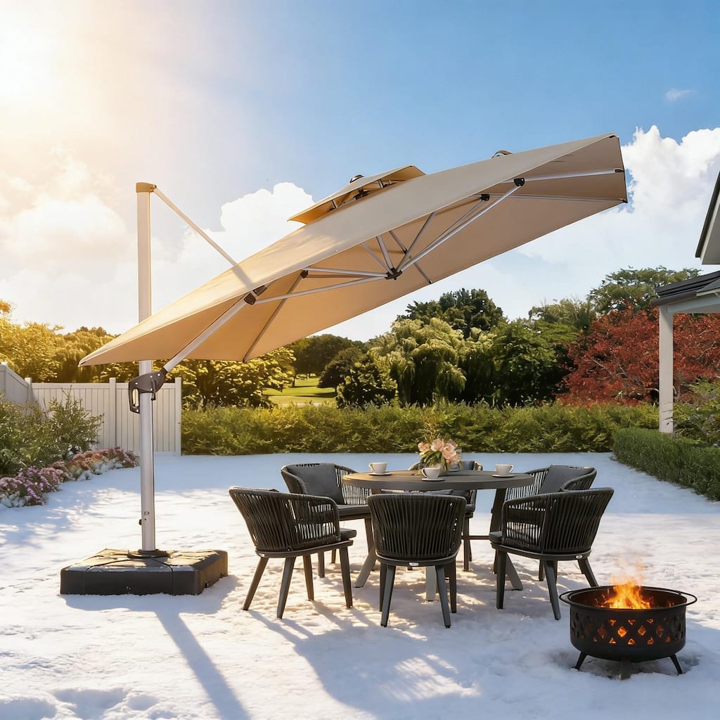 PURPLE LEAF 11ft Square Patio Cantilever Umbrella with Base Included