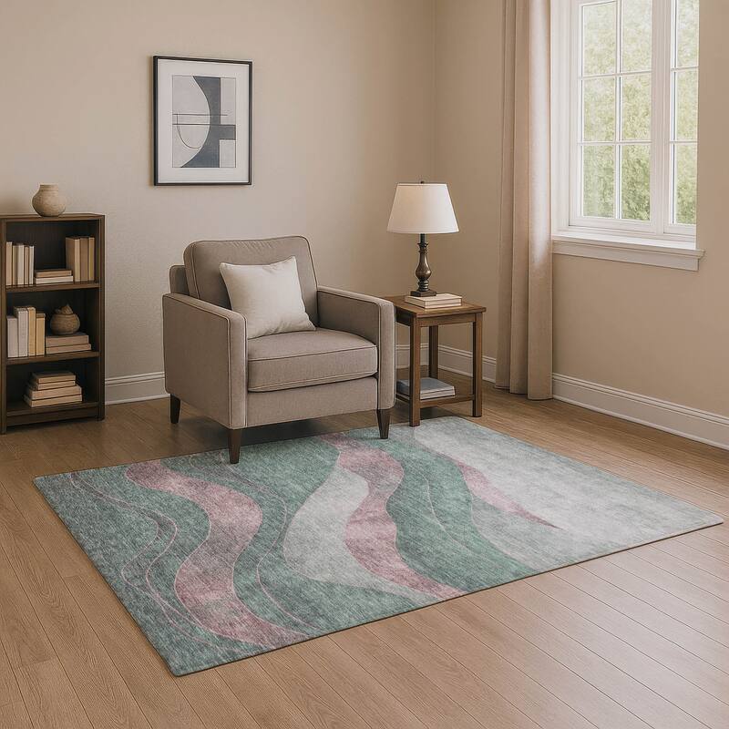Premium Washable Super Soft Modern Motion Mayfield Rug - 9' x 12' - Sage