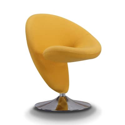 Manhattan Comfort Curl Chrome Wool Blend Swivel Accent Chair (Set of 2)