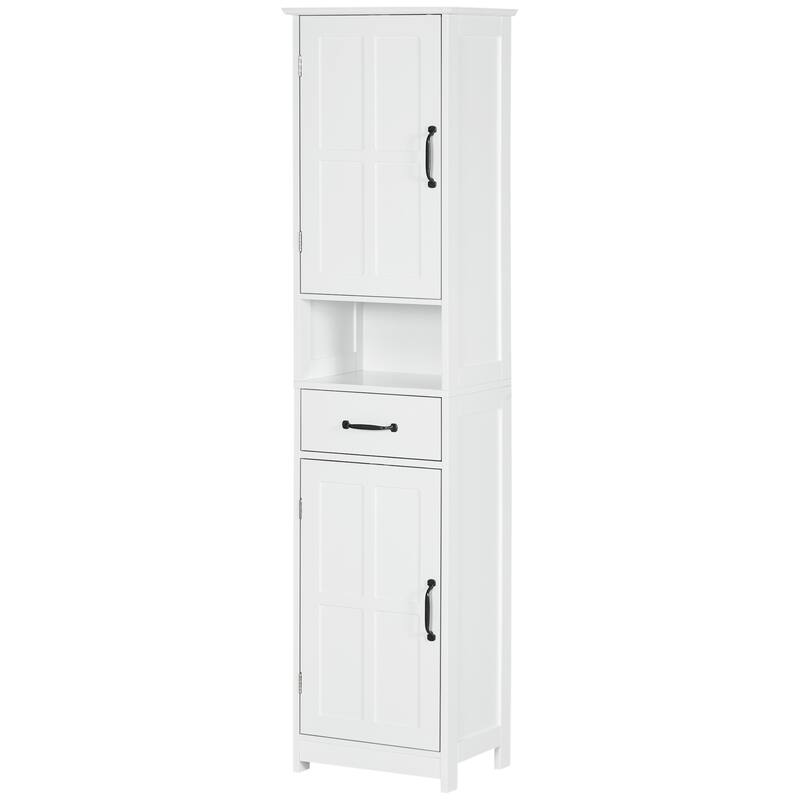 Practical Bathroom Floor Corner Cabinet with Doors, Storage Cabinet Toilet Paper Cabinet with Drawer and Open Shelf