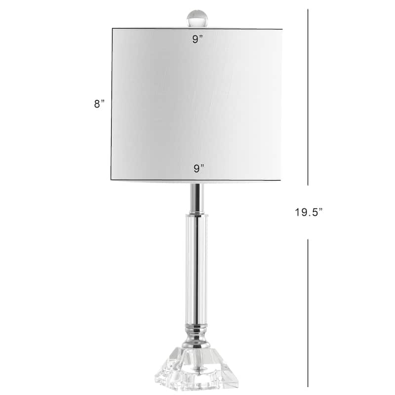 Goddard 19.5" Crystal Column/Metal LED Table Lamp, Clear by JONATHAN Y