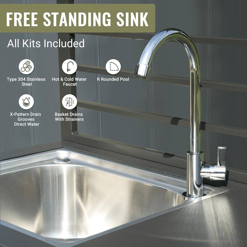 Aluminum Kitchen Storage Island - Grey