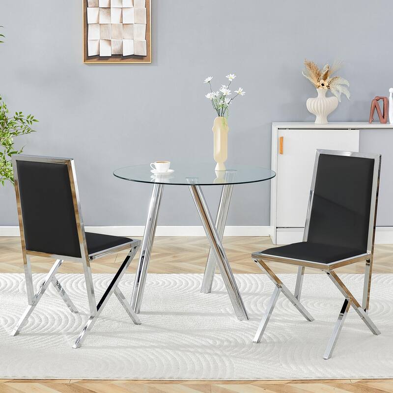 Set of 2, Metal Framed PU Dining Chairs: Ergonomic Design, A Simple And Luxurious Choice