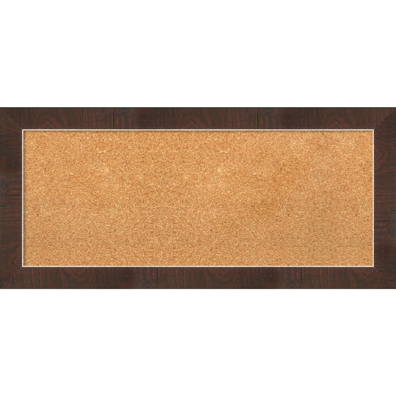 Wildwood Brown Narrow Framed Cork Bulletin Memo Board - 33-Inch x 15-Inch