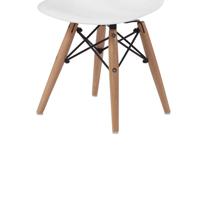 Ben Kids Dining Chair Set of 2, Modern White, Eiffel Brown Wood Legs
