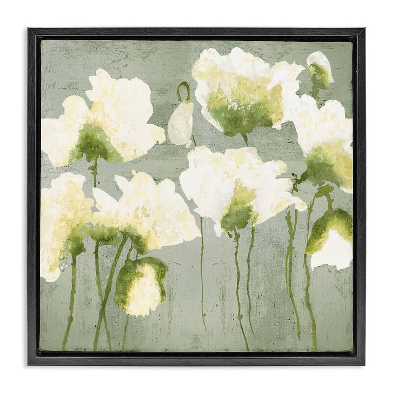 Stupell Modern White Flower Blooms Framed Floater Canvas Wall Art Design By Vanessa Austin - 18 x 18 - Black