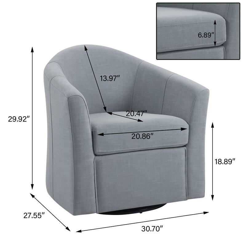 Linen Armchair Swivel Barrel Accent Chairs for Living Room