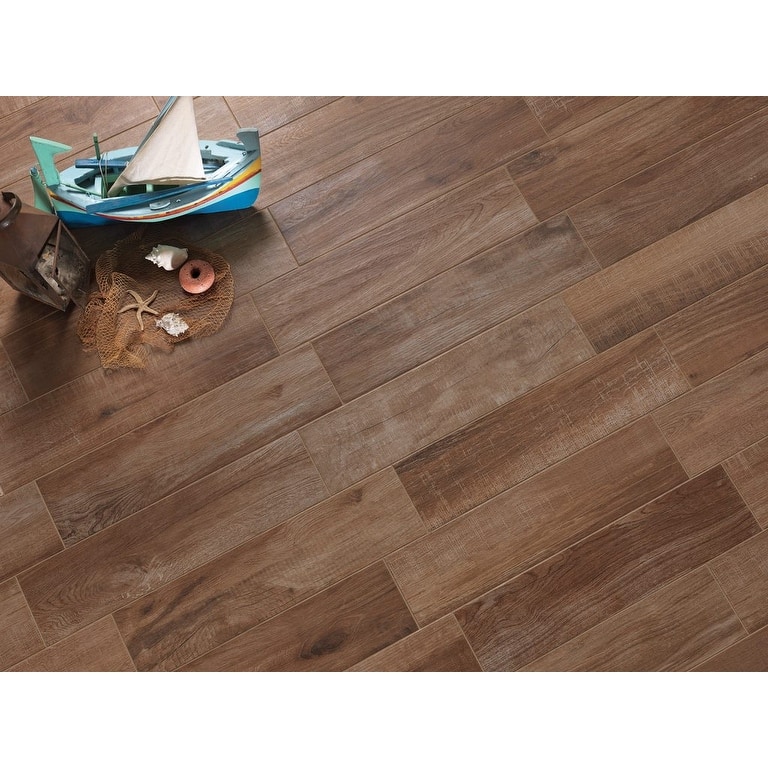 Industry Tile 6x24 Oslo Nut Wood Look Porcelain Tile - 1 Piece Sample Swatch