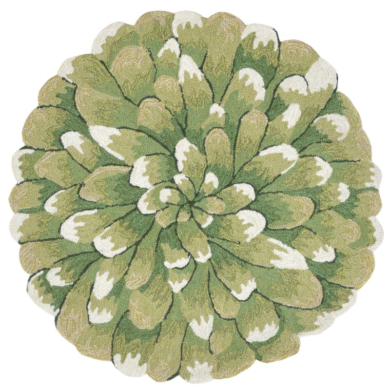 Liora Manne Frontporch Mum Indoor/Outdoor Rug Green 5' RD - 5' RD