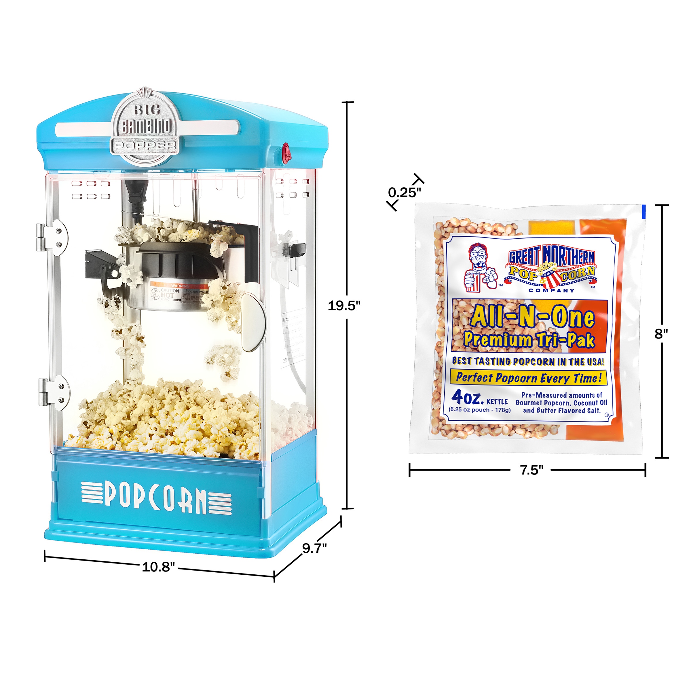 Big Bambino Popcorn Maker Set undefined 4 Oz Kettle with 24 Pack