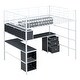 preview thumbnail 11 of 26, Full Size Metal Loft Bed with Bookcase, Desk, and Cabinet for Space-Saving Design