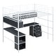 preview thumbnail 25 of 26, Minimalist Style Full Size Metal Loft Kids Bed with Bookcase,Desk,Ladder,Guardrail and Cabinet