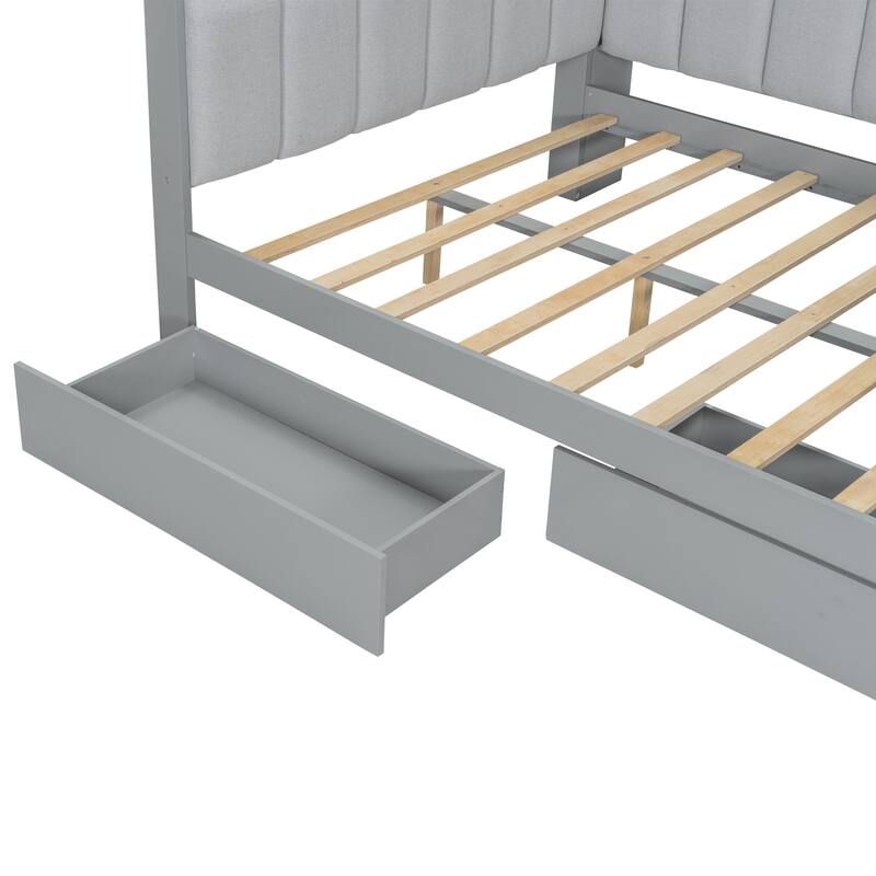 Full Daybed with Wrap-Around LED Shelves, Built-In Desk and Charging Station by Harper&Bright Designs