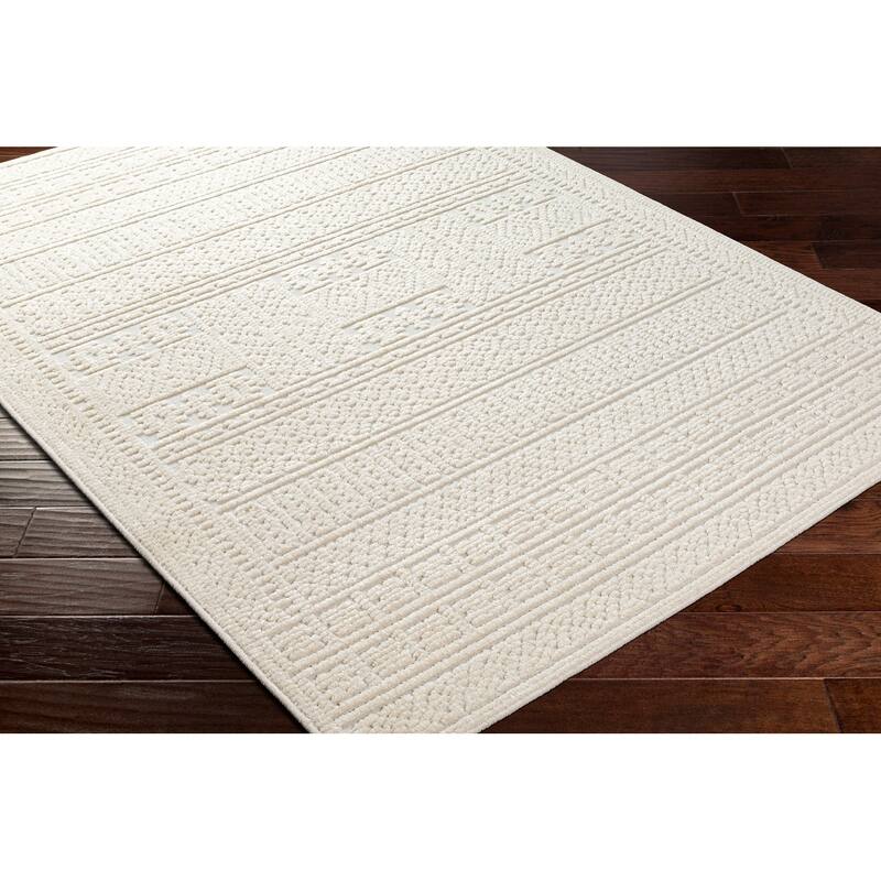 Livabliss Garrick Striped Border Machine Washable Area Rug