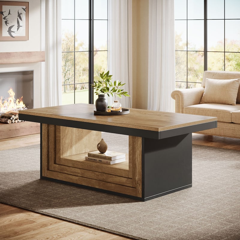 47" Modern Coffee Table With Two-Tone Finish