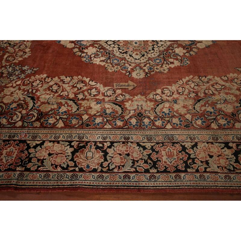 Orange Mahal Persian Antique Area Rug Hand-Knotted Wool Carpet - 9'0"x 12'7"