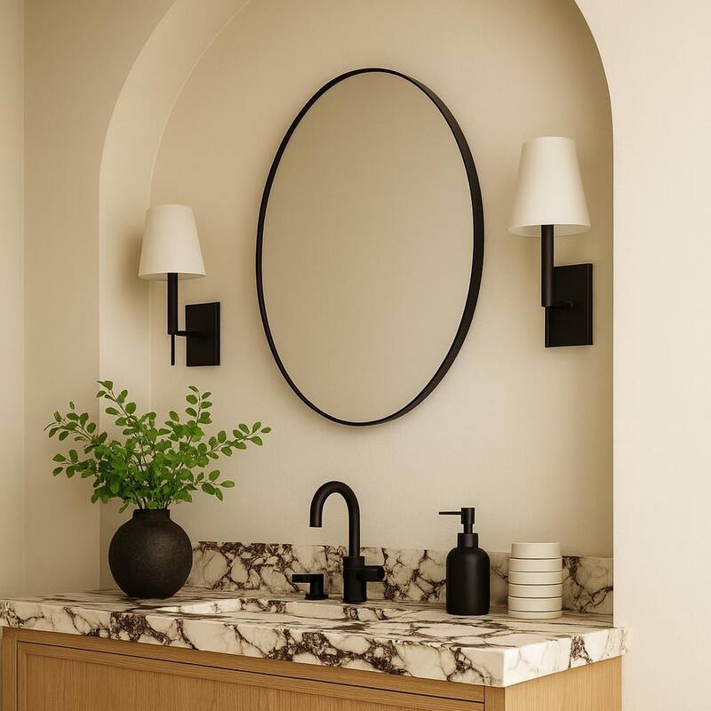 TEHOME Yolanta Round Metal Wall Mirror
