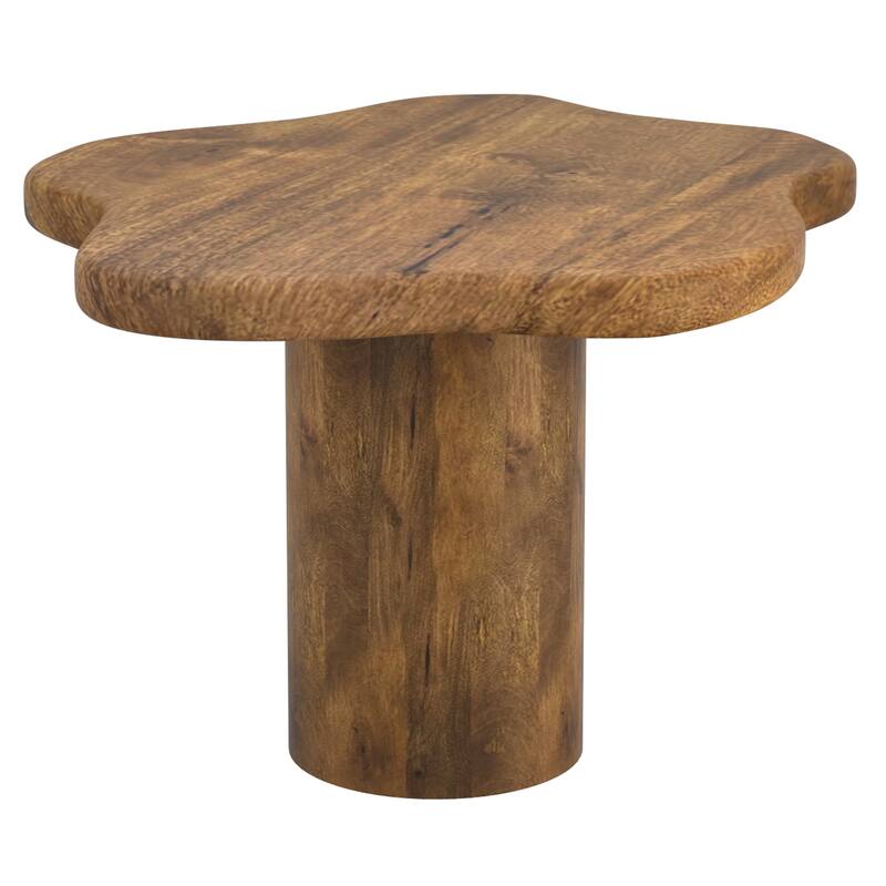 Mid-Century Modern Solid Mango Wood Small Coffee Table - Walnut