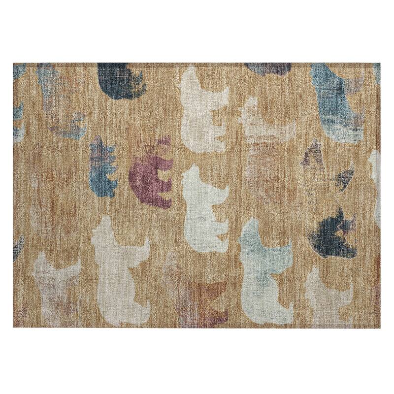 Machine Washable Indoor/ Outdoor Modern Bear Chantille Rug