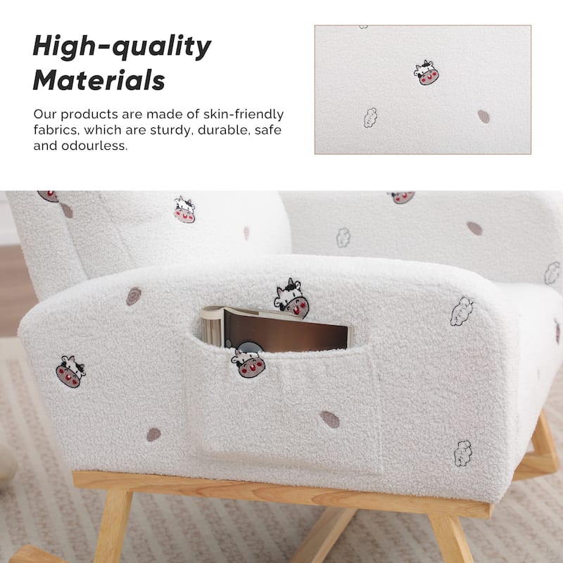 HOMYKA 28" Wide Rocking Chair for Nursery with Solid Wood Leg