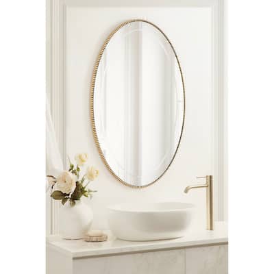 Kate and Laurel Gwendolyn Beaded Oval Wall Mirror - 24x36