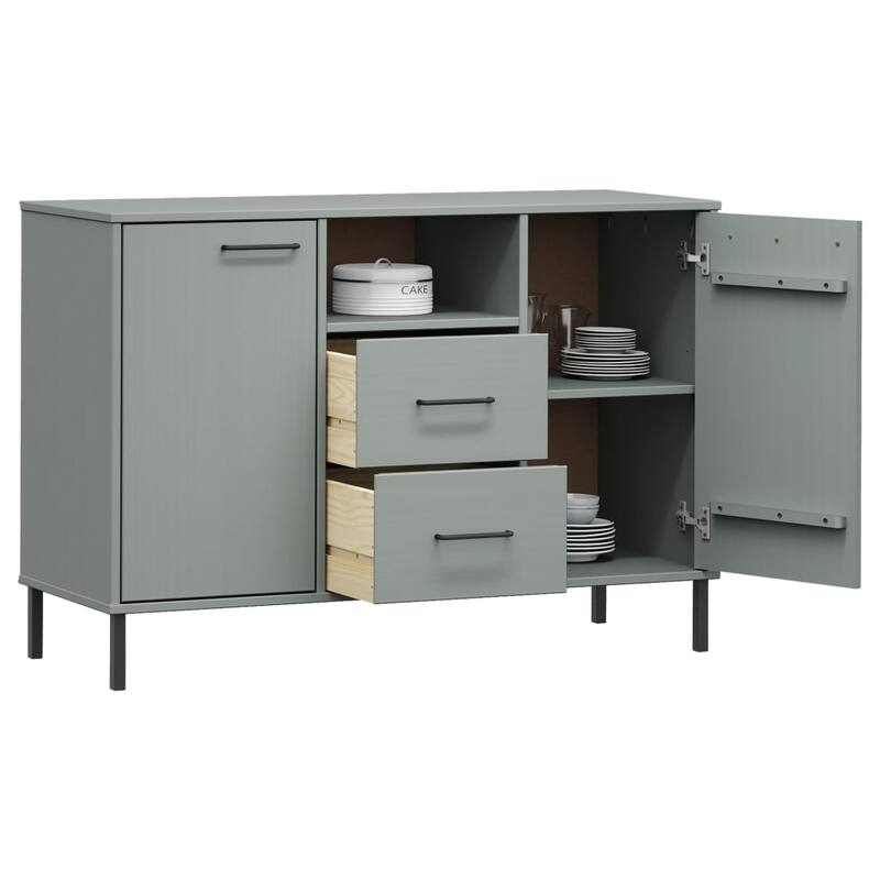 vidaXL Sideboard Buffet Cabinet with Metal Legs for Kitchen Solid Wood OSLO - 44.5" x 15.7" x 30.3"